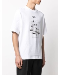 weißes und schwarzes bedrucktes T-Shirt mit einem Rundhalsausschnitt von Acne Studios