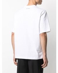 weißes und schwarzes bedrucktes T-Shirt mit einem Rundhalsausschnitt von Acne Studios