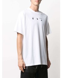 weißes und schwarzes bedrucktes T-Shirt mit einem Rundhalsausschnitt von Off-White