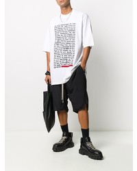 weißes und schwarzes bedrucktes T-Shirt mit einem Rundhalsausschnitt von Rick Owens DRKSHDW