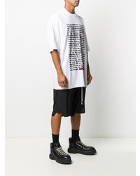 weißes und schwarzes bedrucktes T-Shirt mit einem Rundhalsausschnitt von Rick Owens DRKSHDW