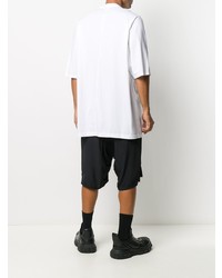 weißes und schwarzes bedrucktes T-Shirt mit einem Rundhalsausschnitt von Rick Owens DRKSHDW