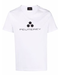 weißes und schwarzes bedrucktes T-Shirt mit einem Rundhalsausschnitt von Peuterey