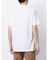 weißes und schwarzes bedrucktes T-Shirt mit einem Rundhalsausschnitt von Armani Exchange