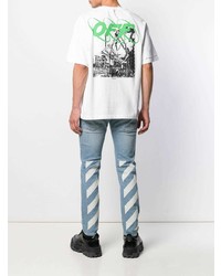 weißes und schwarzes bedrucktes T-Shirt mit einem Rundhalsausschnitt von Off-White