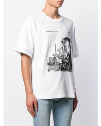 weißes und schwarzes bedrucktes T-Shirt mit einem Rundhalsausschnitt von Off-White