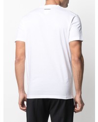 weißes und schwarzes bedrucktes T-Shirt mit einem Rundhalsausschnitt von DSQUARED2