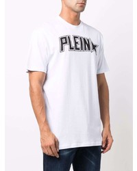 weißes und schwarzes bedrucktes T-Shirt mit einem Rundhalsausschnitt von Philipp Plein