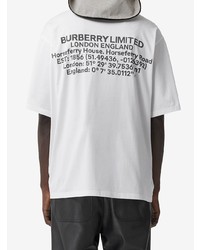 weißes und schwarzes bedrucktes T-Shirt mit einem Rundhalsausschnitt von Burberry