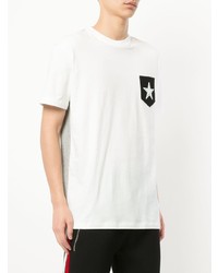 weißes und schwarzes bedrucktes T-Shirt mit einem Rundhalsausschnitt von GUILD PRIME