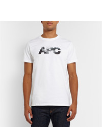 weißes und schwarzes bedrucktes T-Shirt mit einem Rundhalsausschnitt von A.P.C.