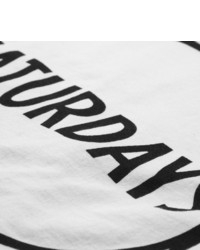 weißes und schwarzes bedrucktes T-Shirt mit einem Rundhalsausschnitt von Saturdays Surf NYC