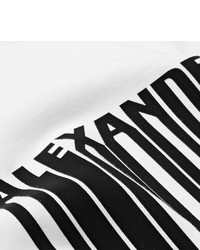 weißes und schwarzes bedrucktes T-Shirt mit einem Rundhalsausschnitt von Alexander Wang