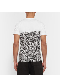 weißes und schwarzes bedrucktes T-Shirt mit einem Rundhalsausschnitt von Tim Coppens