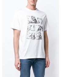 weißes und schwarzes bedrucktes T-Shirt mit einem Rundhalsausschnitt von JW Anderson