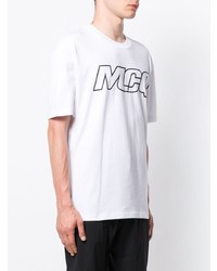 weißes und schwarzes bedrucktes T-Shirt mit einem Rundhalsausschnitt von McQ Alexander McQueen