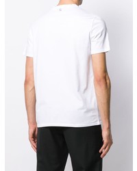 weißes und schwarzes bedrucktes T-Shirt mit einem Rundhalsausschnitt von Just Cavalli