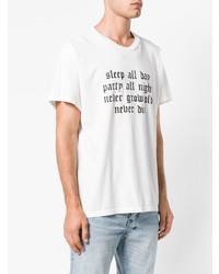 weißes und schwarzes bedrucktes T-Shirt mit einem Rundhalsausschnitt von Amiri