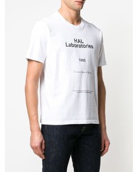 weißes und schwarzes bedrucktes T-Shirt mit einem Rundhalsausschnitt von Undercover