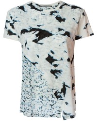 weißes und schwarzes bedrucktes T-Shirt mit einem Rundhalsausschnitt von Proenza Schouler