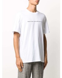 weißes und schwarzes bedrucktes T-Shirt mit einem Rundhalsausschnitt von MSGM