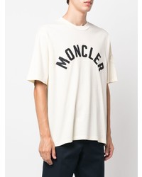weißes und schwarzes bedrucktes T-Shirt mit einem Rundhalsausschnitt von MONCLE