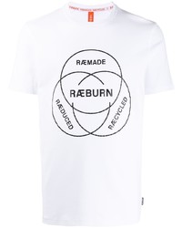 weißes und schwarzes bedrucktes T-Shirt mit einem Rundhalsausschnitt von Raeburn