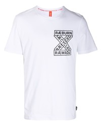 weißes und schwarzes bedrucktes T-Shirt mit einem Rundhalsausschnitt von Raeburn
