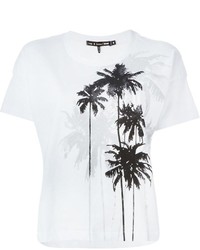 weißes und schwarzes bedrucktes T-Shirt mit einem Rundhalsausschnitt von Rag and Bone
