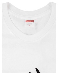 weißes und schwarzes bedrucktes T-Shirt mit einem Rundhalsausschnitt von Supreme