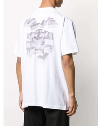 weißes und schwarzes bedrucktes T-Shirt mit einem Rundhalsausschnitt von Off-White