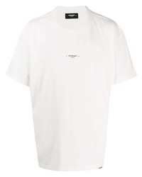 weißes und schwarzes bedrucktes T-Shirt mit einem Rundhalsausschnitt von Represent