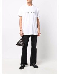 weißes und schwarzes bedrucktes T-Shirt mit einem Rundhalsausschnitt von Givenchy