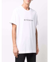 weißes und schwarzes bedrucktes T-Shirt mit einem Rundhalsausschnitt von Givenchy