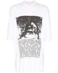 weißes und schwarzes bedrucktes T-Shirt mit einem Rundhalsausschnitt von Rick Owens DRKSHDW