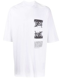 weißes und schwarzes bedrucktes T-Shirt mit einem Rundhalsausschnitt von Rick Owens DRKSHDW