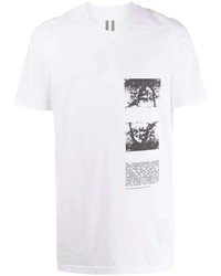 weißes und schwarzes bedrucktes T-Shirt mit einem Rundhalsausschnitt von Rick Owens DRKSHDW