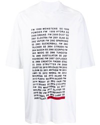 weißes und schwarzes bedrucktes T-Shirt mit einem Rundhalsausschnitt von Rick Owens DRKSHDW