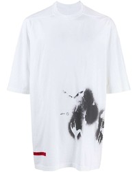 weißes und schwarzes bedrucktes T-Shirt mit einem Rundhalsausschnitt von Rick Owens DRKSHDW