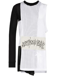 weißes und schwarzes bedrucktes T-Shirt mit einem Rundhalsausschnitt von Rick Owens