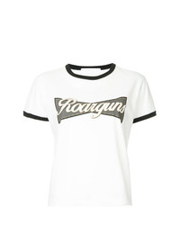 weißes und schwarzes bedrucktes T-Shirt mit einem Rundhalsausschnitt von Roarguns