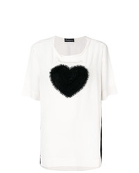 weißes und schwarzes bedrucktes T-Shirt mit einem Rundhalsausschnitt von Rossella Jardini
