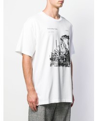 weißes und schwarzes bedrucktes T-Shirt mit einem Rundhalsausschnitt von Off-White