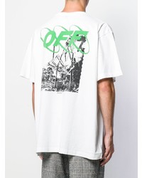 weißes und schwarzes bedrucktes T-Shirt mit einem Rundhalsausschnitt von Off-White