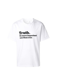 weißes und schwarzes bedrucktes T-Shirt mit einem Rundhalsausschnitt von Sacai