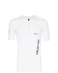 weißes und schwarzes bedrucktes T-Shirt mit einem Rundhalsausschnitt von Salomon S/Lab