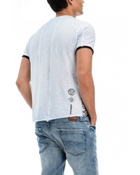 weißes und schwarzes bedrucktes T-Shirt mit einem Rundhalsausschnitt von SALSA