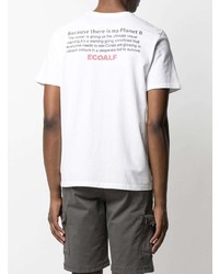 weißes und schwarzes bedrucktes T-Shirt mit einem Rundhalsausschnitt von ECOALF