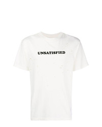 weißes und schwarzes bedrucktes T-Shirt mit einem Rundhalsausschnitt von Satisfy
