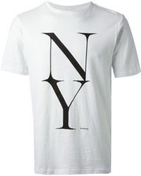 weißes und schwarzes bedrucktes T-Shirt mit einem Rundhalsausschnitt von Saturdays Surf NYC